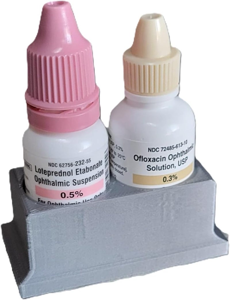Znet3D Eye Drop Bottle Organizer, 2-Slot Stand (Silver) - Image 1
